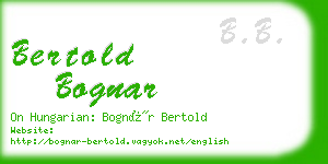 bertold bognar business card